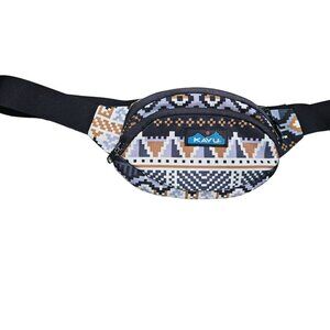 Kavu Printed Waist Pack Fanny Pack Adjustable Strap Tribal Design 2‎ Zip Pockets
